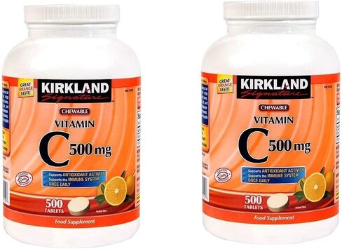 Kirkland Vitamin C (500 mg), Tangy Orange, Chewable Tablets, 500 Count (Pack of 2) in Saudi Arabia