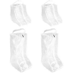 أكياس تخزين التمهيد [4pcs] - أكياس الحذاء القصير القامة من البلاستيك القصير أكياس واضحة مع مقبض للسفر والاستخدام اليومي - [أبيض] أكياس التمهيد مقاومة للماء وأغبار لأحذية رعاة البقر in Kuwait
