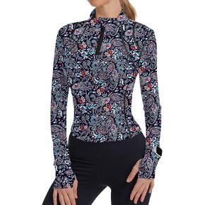 قمم تجريب IECCP للنساء الطويل الأكمام الربع Zip Pullover Quick Dry Dry Golf Shirt Athletic Slim Fit Tops Yoga Gym Tops in Kuwait