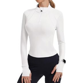 قمم تجريب IECCP للنساء الطويل الأكمام الربع Zip Pullover Quick Dry Dry Golf Shirt Athletic Slim Fit Tops Yoga Gym Tops in Kuwait