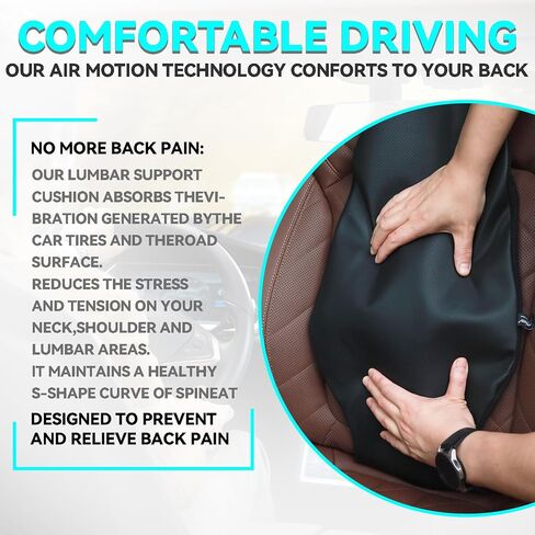 XUKEY Inflatable Car Lumbar Back Support Cushion,Back Pain Relief Car Seat Lumbar Cushion,Adjustable Air Motion Backrest to Suit Personal Habits and Contours (Black) in Saudi Arabia