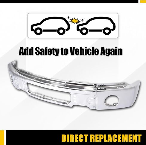 KUAFU Front Bumper Face Bar Compatible with 2009-2014 Ford F150 F-150 w/Fog Light Holes Replacement for FO1002411 9L3Z17757B Chrome Steel Silvery 3Pcs in Kuwait