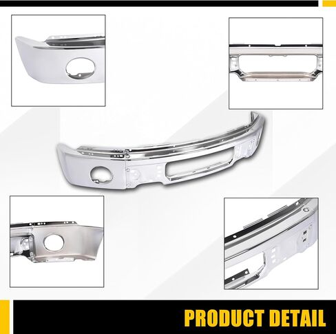 KUAFU Front Bumper Face Bar Compatible with 2009-2014 Ford F150 F-150 w/Fog Light Holes Replacement for FO1002411 9L3Z17757B Chrome Steel Silvery 3Pcs in Kuwait