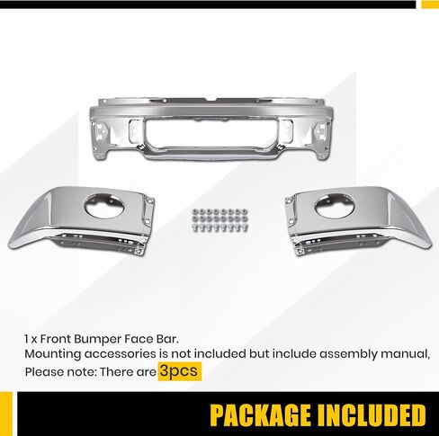 KUAFU Front Bumper Face Bar Compatible with 2009-2014 Ford F150 F-150 w/Fog Light Holes Replacement for FO1002411 9L3Z17757B Chrome Steel Silvery 3Pcs in Kuwait