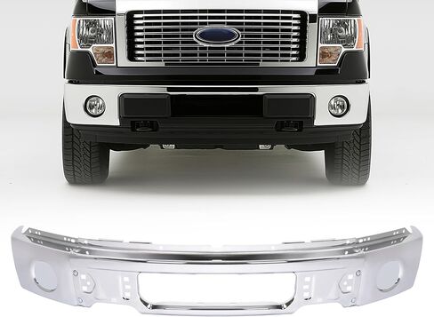 KUAFU Front Bumper Face Bar Compatible with 2009-2014 Ford F150 F-150 w/Fog Light Holes Replacement for FO1002411 9L3Z17757B Chrome Steel Silvery 3Pcs in Kuwait