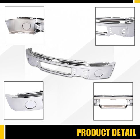 KUAFU Front Bumper Face Bar Compatible with 2009-2014 Ford F150 F-150 w/Fog Light Holes Replacement for FO1002411 9L3Z17757B Chrome Steel Silvery 3Pcs in Kuwait