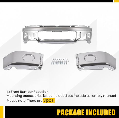KUAFU Front Bumper Face Bar Compatible with 2009-2014 Ford F150 F-150 w/Fog Light Holes Replacement for FO1002411 9L3Z17757B Chrome Steel Silvery 3Pcs in Kuwait