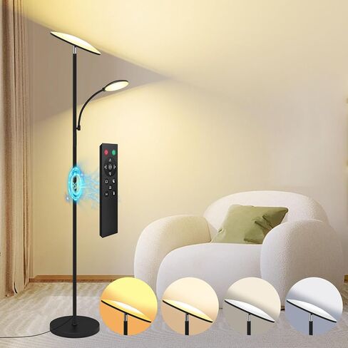 42W/4500LM LED Floor Lamp for Living Room, Dimmable Floor Lamp with Reading Light, Standing Lamp for Bedroom Office, Stepless Floor Light with Remote, Timer & Metal Base, 4 Color Temperatures in Saudi Arabia