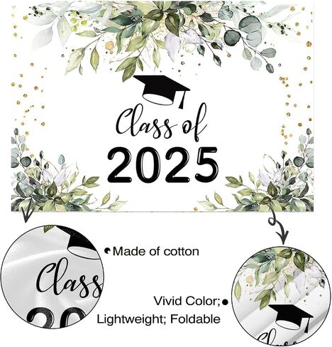 Mocsicka 2024 Graduation Picture Backdrop Green Leaves Graduation Decorations Class of 2024 Boho Black Bachelor Cap Prom 2024 Congratulations Banner Graduation Party Decorations in Saudi Arabia