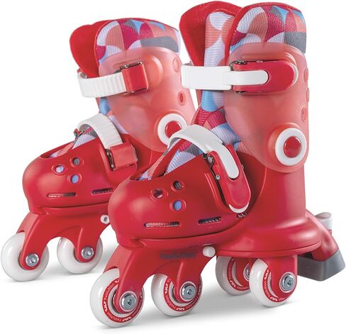 Yvolution Kids Learner Training Skates for Beginner, 2 in 1 Adjustable Roller Skates, Converts from Tri-Wheel to Inline Skates, No Tool Needed for Girls Boys 2+ Years Old, US Size 7-11 (Pink) in Saudi Arabia