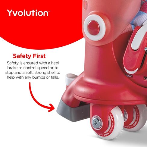 Yvolution Kids Learner Training Skates for Beginner, 2 in 1 Adjustable Roller Skates, Converts from Tri-Wheel to Inline Skates, No Tool Needed for Girls Boys 2+ Years Old, US Size 7-11 (Pink) in Saudi Arabia