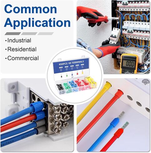 Baomain 1400pcs Wire Copper Crimp Connector Kit AWG 22/20/18/16/14/12/10/8 Assorted Insulated Ferrule Pin Cord End Terminal Set Green Red Black Blue Yellow in Kuwait