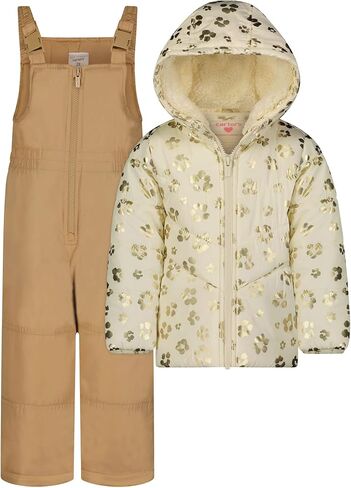 Carter's Little Girls Snowsuit Heavy Winter Jacket and Snow Bib Pants and Gloves Ivory 5/6 in Saudi Arabia
