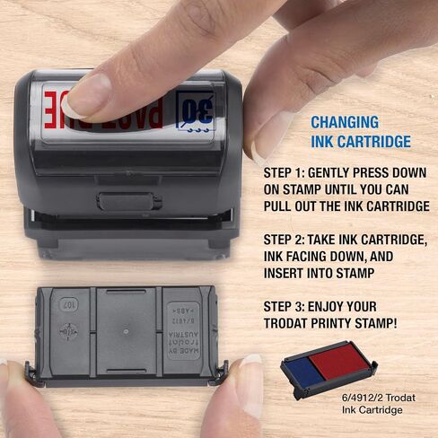 Trodat Stamp 4912 Office Printy with English Text Void – Self Inking, Red and Blue Ink, Impression Size 3/4" x 1-7/8" in Saudi Arabia
