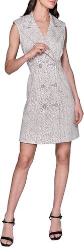 Karl Lagerfeld Paris Women's Abstract Jacquard Collared Sleeveless Jacket in Saudi Arabia