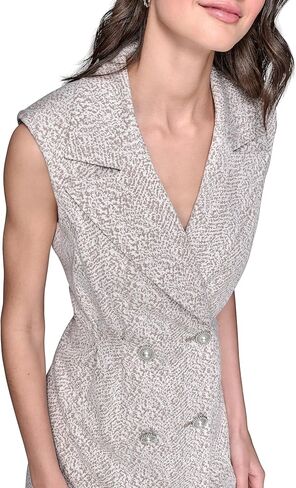Karl Lagerfeld Paris Women's Abstract Jacquard Collared Sleeveless Jacket in Saudi Arabia