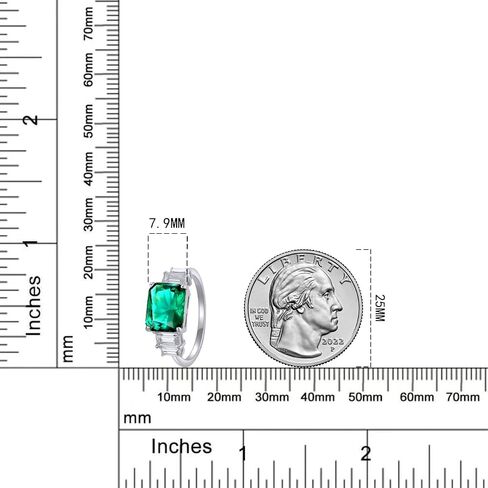AFFY Solitaire Engagement Ring, 8X10MM Emerald Shape Zambian Emerald Lab Grown Gemstone & Created Moissanite Wedding Promise Ring In 14K Gold Over Sterling Silver (3.40 Cttw) in Saudi Arabia