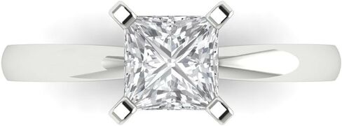 Clara Pucci 1.0 CT Princess Cut Solitaire Minuine Lab التي تم إنشاؤها أبيض لعروض الزفاف مصممة للذات خاتم الخطوبة 14K الذهب الأبيض in Saudi Arabia