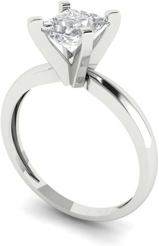 Clara Pucci 1.0 CT Princess Cut Solitaire Minuine Lab التي تم إنشاؤها أبيض لعروض الزفاف مصممة للذات خاتم الخطوبة 14K الذهب الأبيض in Saudi Arabia