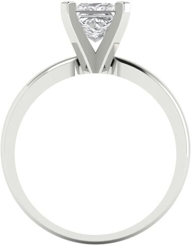 Clara Pucci 1.0 CT Princess Cut Solitaire Minuine Lab التي تم إنشاؤها أبيض لعروض الزفاف مصممة للذات خاتم الخطوبة 14K الذهب الأبيض in Saudi Arabia