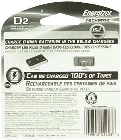 Energizer Rechargeable Batteries, D, 2-Count (Pack of 3 (2 ct each)) in Saudi Arabia