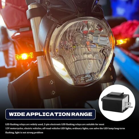 2PCS 12V LED Flasher Relay 2 Pin, Turn Signal Flasher, Motorcycle Speed Adjustable Relay Fix for LED Turn Signal Hyper Flash, Hazard Warn Hyper Blink Flash Relays Fit Motorcycles (Black) in Saudi Arabia