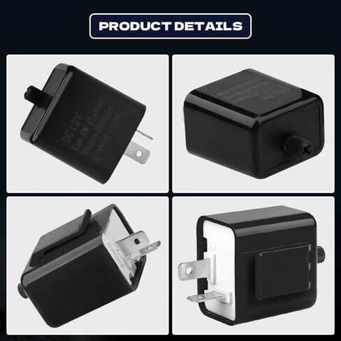 2PCS 12V LED Flasher Relay 2 Pin, Turn Signal Flasher, Motorcycle Speed Adjustable Relay Fix for LED Turn Signal Hyper Flash, Hazard Warn Hyper Blink Flash Relays Fit Motorcycles (Black) in Saudi Arabia