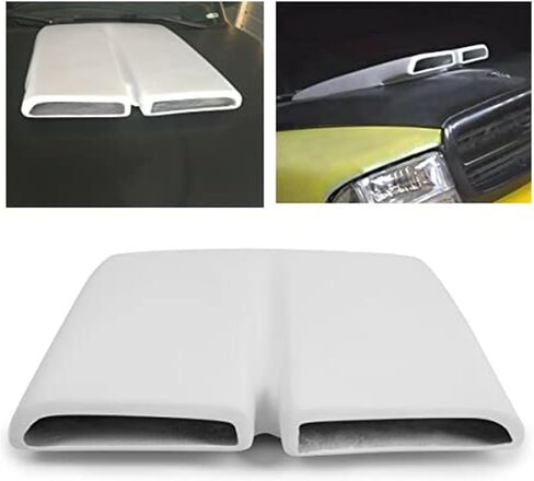 ECOTRIC Hood Scoop Compatible with 1970-1976 Plymouth Duster 340 A-Body Front Fiberglass Hood Scoop Molding Trim Bezel White in Saudi Arabia