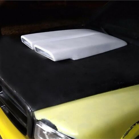 ECOTRIC Hood Scoop Compatible with 1970-1976 Plymouth Duster 340 A-Body Front Fiberglass Hood Scoop Molding Trim Bezel White in Saudi Arabia