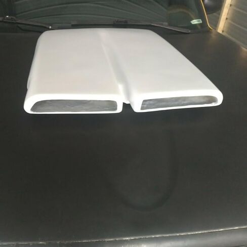 ECOTRIC Hood Scoop Compatible with 1970-1976 Plymouth Duster 340 A-Body Front Fiberglass Hood Scoop Molding Trim Bezel White in Saudi Arabia