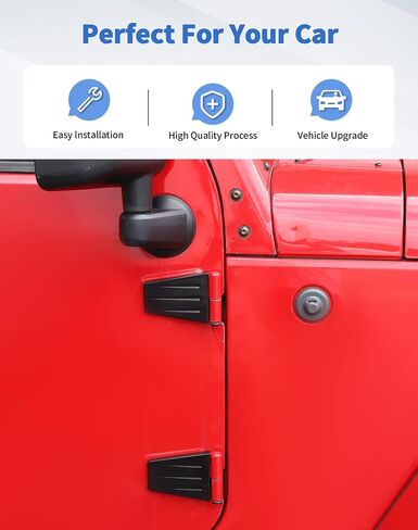 8pcs ترقية غطاء مفصلات غطاء محطات التغطية لجيب Wrangler JK & Unlimited 2007-2018 (A Black 4 Door) in Saudi Arabia