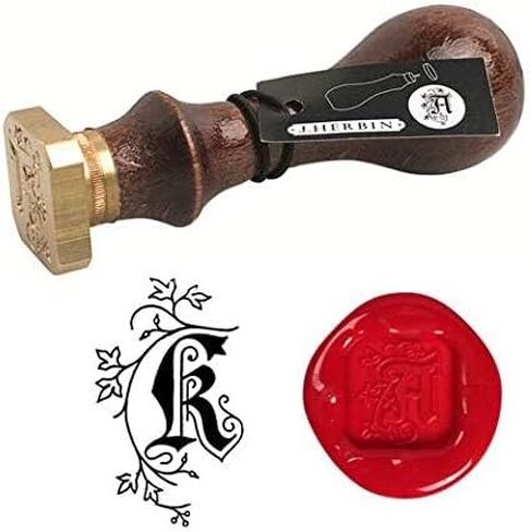 Herbin Brass Seal for wax - Vintage Retro alphabet w/wood handle - Initial Letter "M" in Saudi Arabia