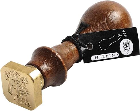Herbin Brass Seal for wax - Vintage Retro alphabet w/wood handle - Initial Letter "M" in Saudi Arabia