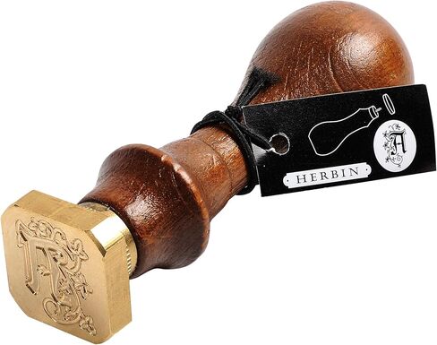 Herbin Brass Seal for wax - Vintage Retro alphabet w/wood handle - Initial Letter "M" in Saudi Arabia