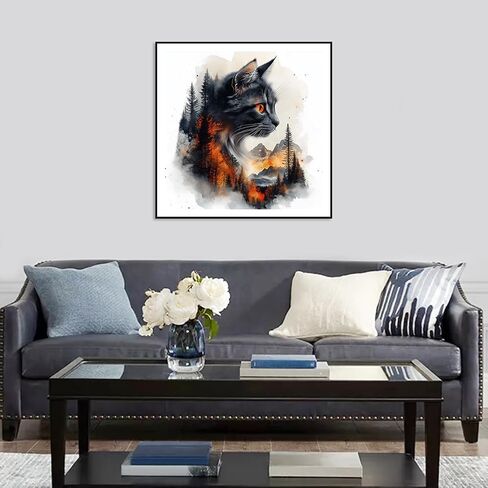 FHBUBPUP Diamond Painting Kits for Adults Cats, Animal Diamond Art Kits for Beginners, 5D DIY Full Drill Round Flower Gem Art, Paint with Diamond Beads Craft Home Wall Decor 12x12 inch in Saudi Arabia