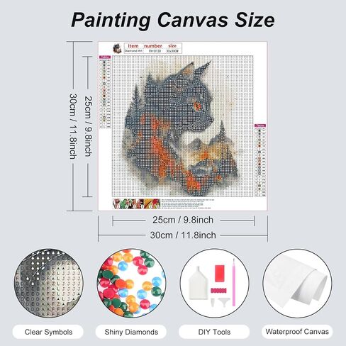 FHBUBPUP Diamond Painting Kits for Adults Cats, Animal Diamond Art Kits for Beginners, 5D DIY Full Drill Round Flower Gem Art, Paint with Diamond Beads Craft Home Wall Decor 12x12 inch in Saudi Arabia