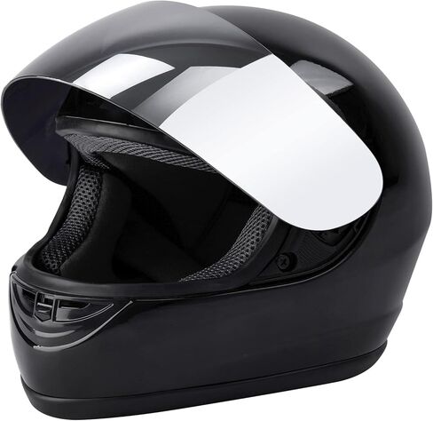 SLMOTO DOT Approved Motorcycle Helmet Hot Gloss Black Full Face Mirror Visor Sun Shield Street Helmet in Kuwait