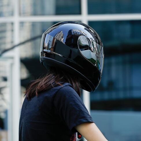 SLMOTO DOT Approved Motorcycle Helmet Hot Gloss Black Full Face Mirror Visor Sun Shield Street Helmet in Kuwait