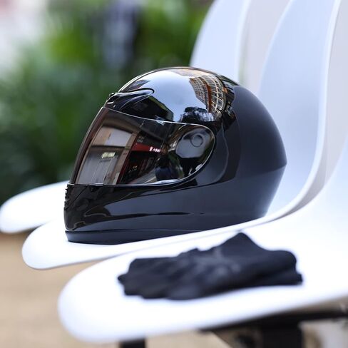 SLMOTO DOT Approved Motorcycle Helmet Hot Gloss Black Full Face Mirror Visor Sun Shield Street Helmet in Kuwait