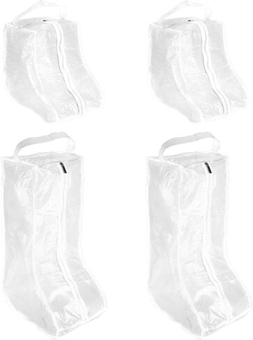 Boot Storage Bags [4PCS] - Plastic Tall Short Boot Carry Bags Clear Shoe Bags with Handle for Travel & Daily Use - [White] Waterproof & DustProof Boot Bags for Cowboy Boots in Saudi Arabia
