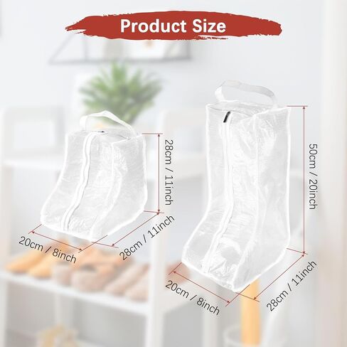 Boot Storage Bags [4PCS] - Plastic Tall Short Boot Carry Bags Clear Shoe Bags with Handle for Travel & Daily Use - [White] Waterproof & DustProof Boot Bags for Cowboy Boots in Saudi Arabia