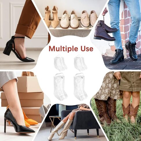 أكياس تخزين التمهيد [4pcs] - أكياس الحذاء القصير القامة من البلاستيك القصير أكياس واضحة مع مقبض للسفر والاستخدام اليومي - [أبيض] أكياس التمهيد مقاومة للماء وأغبار لأحذية رعاة البقر in Kuwait