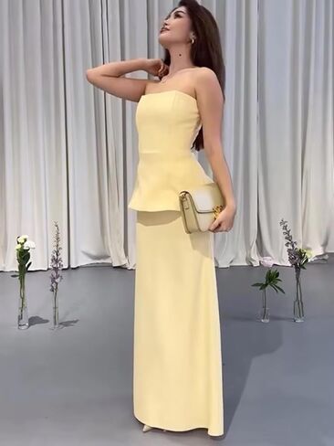 RYANTH Strapless Satin Bridesmaid Dresses for Women 2 Pieces Mermaid Prom Dresses 2025 Bodycon Long Formal Evening Gown in Saudi Arabia