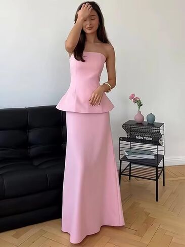 RYANTH Strapless Satin Bridesmaid Dresses for Women 2 Pieces Mermaid Prom Dresses 2025 Bodycon Long Formal Evening Gown in Saudi Arabia