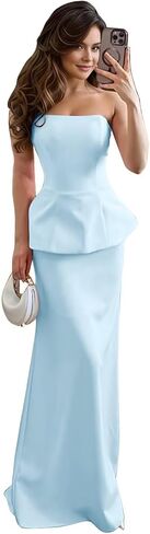 RYANTH Strapless Satin Bridesmaid Dresses for Women 2 Pieces Mermaid Prom Dresses 2025 Bodycon Long Formal Evening Gown in Saudi Arabia
