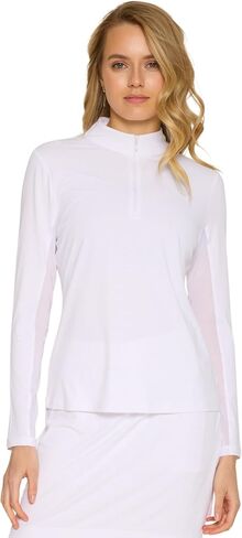 Women's Danielle Mock Neck Quarter Zip Tennis Golf Pickleball Athletic Fit AthleisureTop Mesh Sleeves Casual in Saudi Arabia