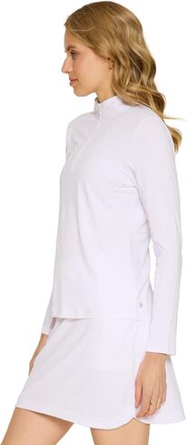 Women's Danielle Mock Neck Quarter Zip Tennis Golf Pickleball Athletic Fit AthleisureTop Mesh Sleeves Casual in Saudi Arabia