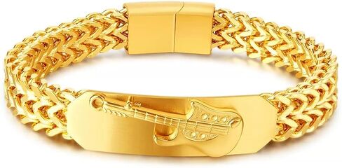 18K Pure Gold Mesh Bracelet, Miami Cuban Bracelet, Guitar Love Bracelet, Valentine's Day/Birthday/Christmas gift box in Saudi Arabia