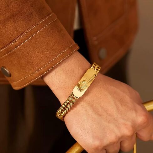 18K Pure Gold Mesh Bracelet, Miami Cuban Bracelet, Guitar Love Bracelet, Valentine's Day/Birthday/Christmas gift box in Saudi Arabia