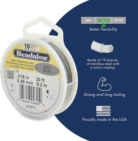 Beadalon 19-Strand Bead Stringing Wire, 0.018-Inch, Satin Copper, 30-Feet in Saudi Arabia